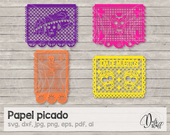 Papel confetti svg, papel picado silhouette, papel picado cricut, papel picado cutting files, svg, dxf, jpg, png, eps, pdf, ai