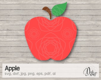 Apple svg, apple, apple silhouette, apple cut files, apple, svg, dxf, jpg, png, eps, pdf, ai