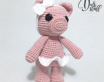 CROCHET PATTERN in English - Emma the pig - 18 cm/7 in. - Pig Amigurumi - Piggy Amigurumi - Crochet Toy - Pig Pattern - Instant PDF Download