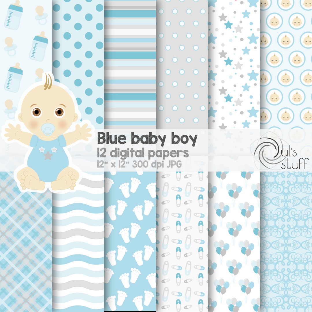 Lot De 6 Pailles En Papier Pour Baby Shower - Design Assorti Bleu - Marque Henbrandt - Neuf En Emballage