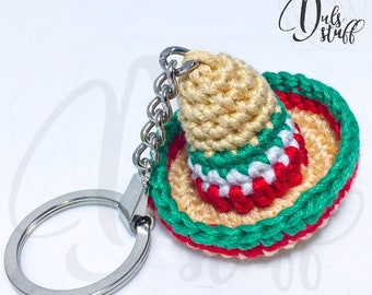 Sombrero crochet keychain, crochet sombrero, sombrero amigurumi, crochet, bag charm, sombrero, cute keychain,sombrero gift, mexican sombrero