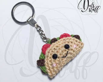 Taco crochet keychain, crochet taco, taco amigurumi, crochet, bag charm, taco, cute keychain, gift for her, taco gift, amigurumi keychain