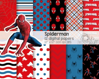 Spiderman digital paper pack, instant download, 12" x 12"