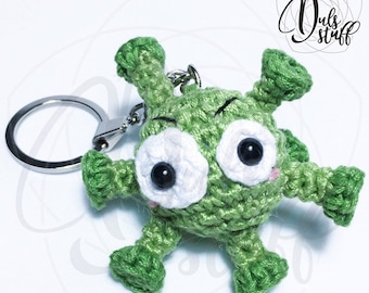 Crochet virus keychain, virus amigurumi, crochet virus bag charm, virus, cute keychain, gift for her, crochet, virus gift