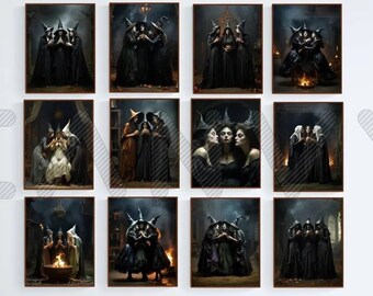 Gothic Witchcraft: Nymph Witches Dance, Dark Academia Rituals, Fire Wall Art