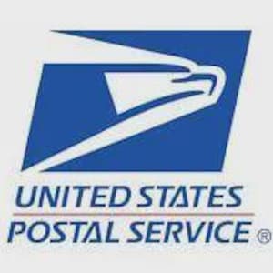 May include: The official logo of the United States Postal Service features a stylized blue eagle head silhouette facing right, positioned above the text UNITED STATES POSTAL SERVICE in blue capital letters with a thin red horizontal line.