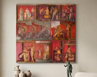 Villa of the Mysteries Fresco Canvas Print - Pompeii Wall Art - Ancient Roman Mythology Decor - Dionysian Mysteries Painting Gift