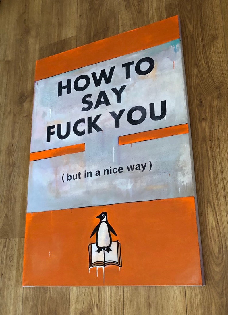Penguin book cover painting. 91.4cm x 61cm. Box canvas. How Etsy
