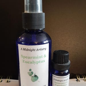 Spearmint & Eucalyptus Spray 4 oz and 10 mL Bath Oil Bundle - Essential Oils