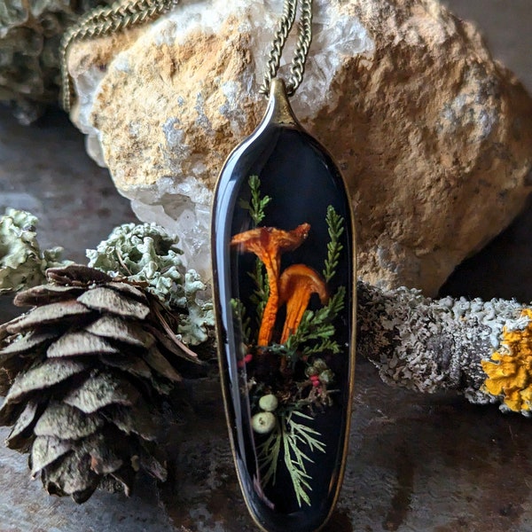 Forest pendant heather mushroom forest moss lichen forest nature witchcraft floral botanical greenwitch lichen forest jewelry natural treasure