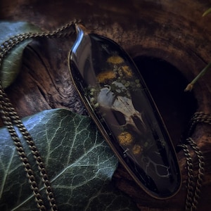 Waldgeflüster Taxidermy echte Knochen Schädel  botanisch Kette beauty in death