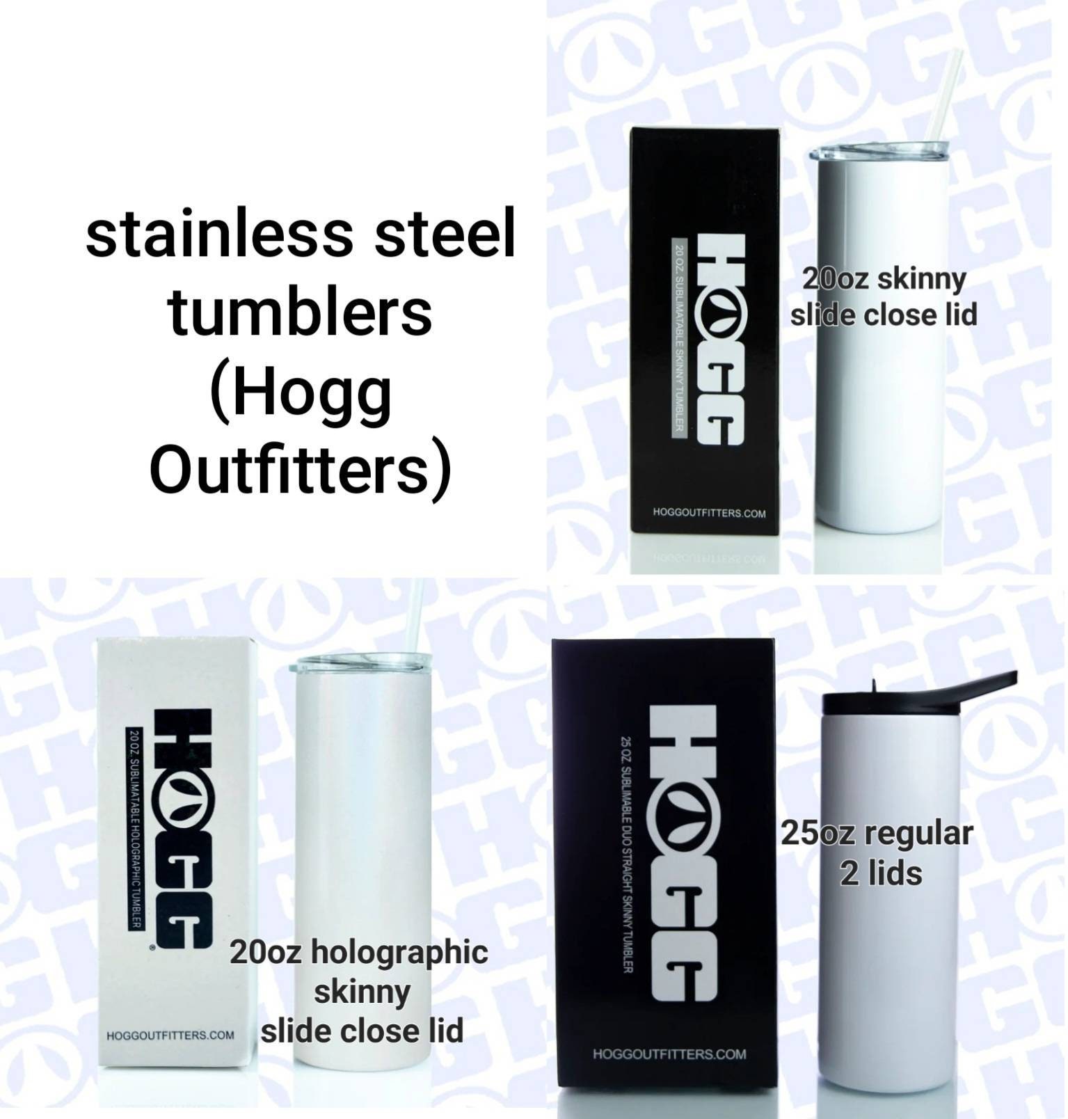 30oz Skinny Tumbler HOGG Stainless Steel With Sliding Lid and