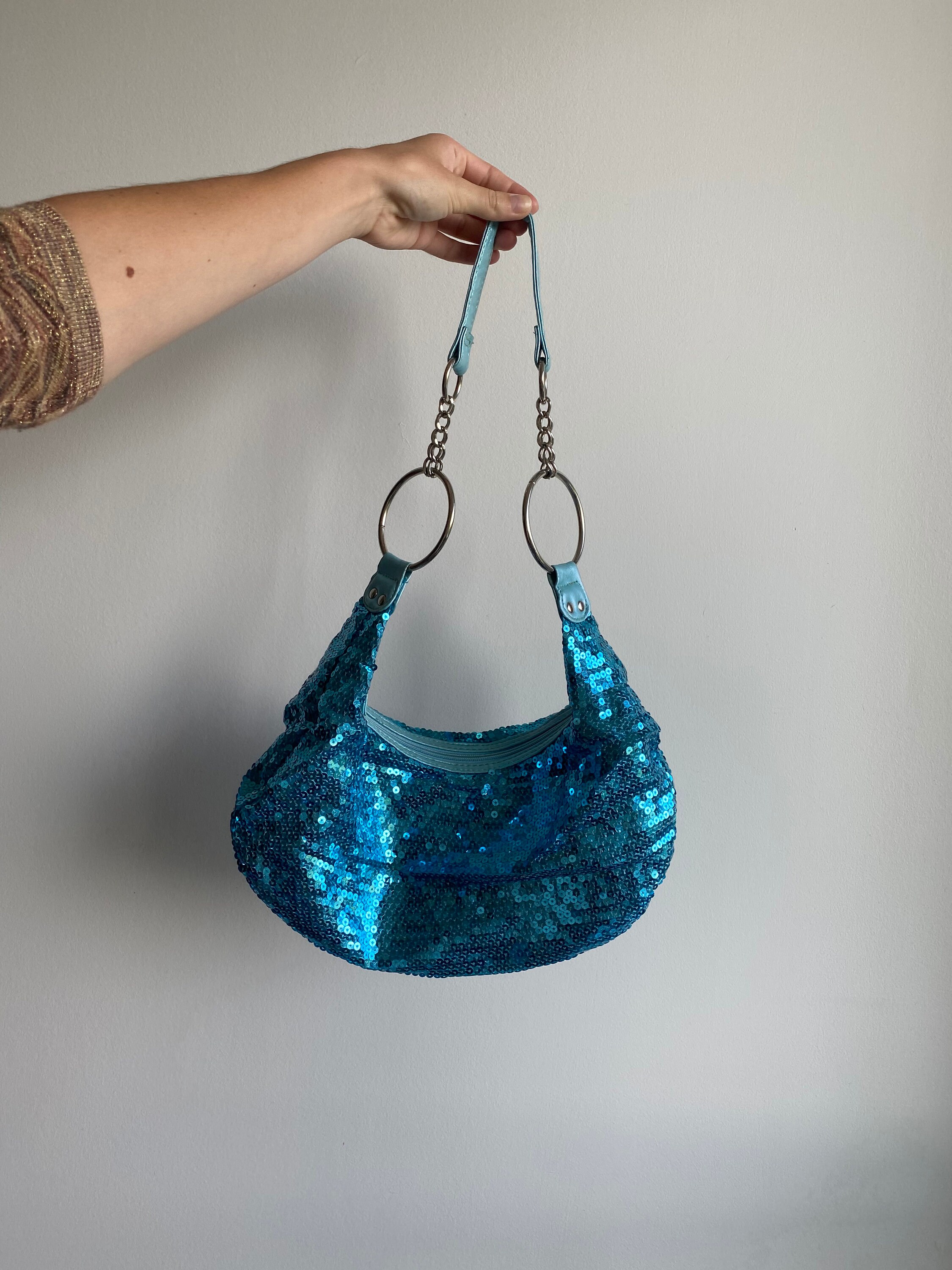 Vintage Y2K Shoulder Bag in Blue and Turquoise 