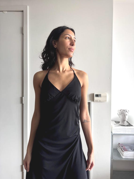 LE CHATEAU DRESS Black Ruched Draped Halter Dress With Asymmetrical Hem,  Size M-L - Etsy