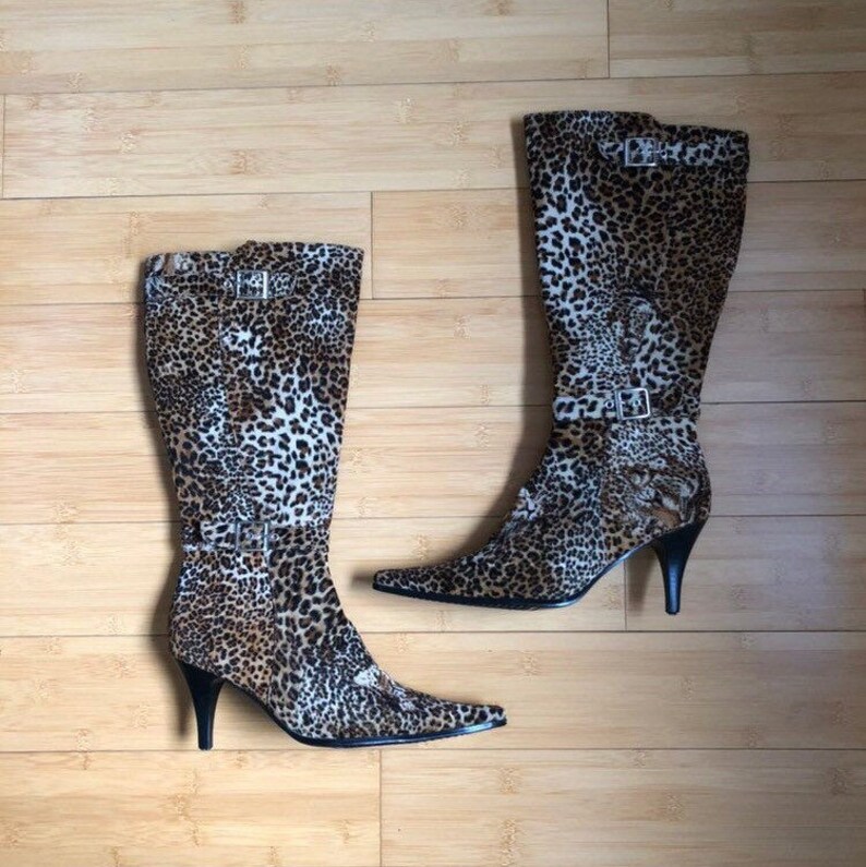 cheetah print knee high boots