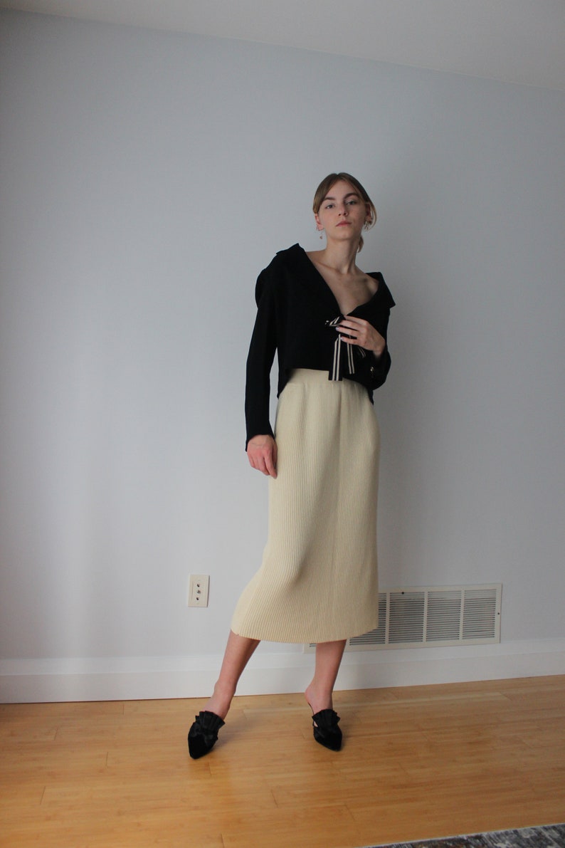 Sonia Rykiel black /& cream blazer with front tie THE BUSY STUDIO size 44 medium