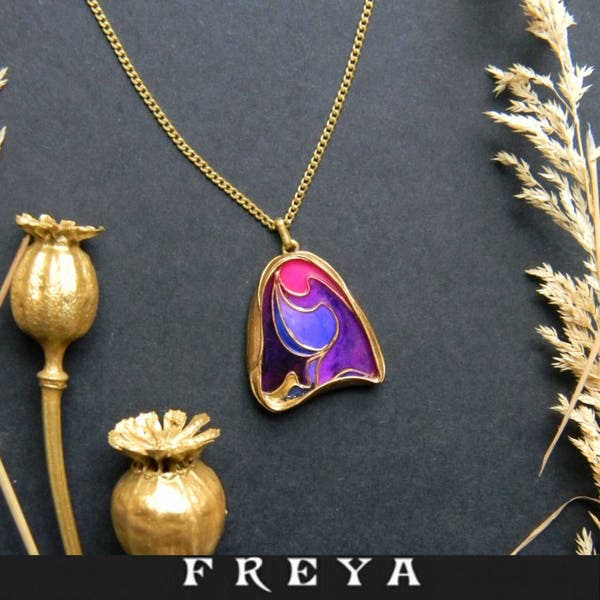 Mother's day gift Polymer clay pendant enamel pendant polymer clay jewelry Art nouveau cloissone pendant multicolor pendant Art Nouveau