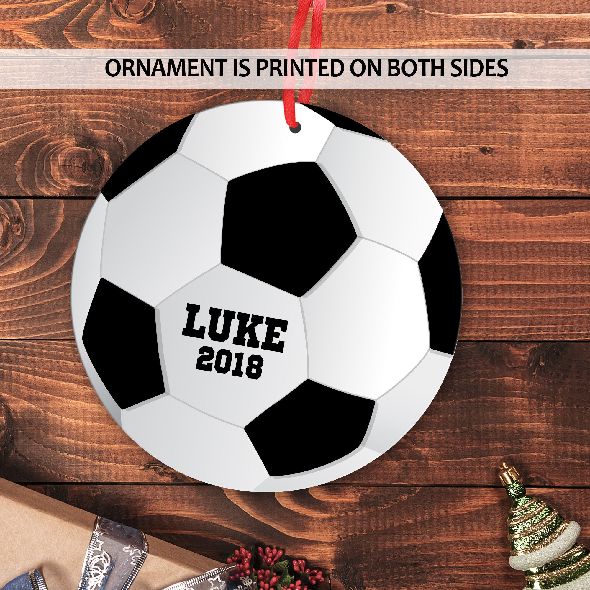Personalized Soccer Ball Ornament Kids Christmas Ornament Etsy