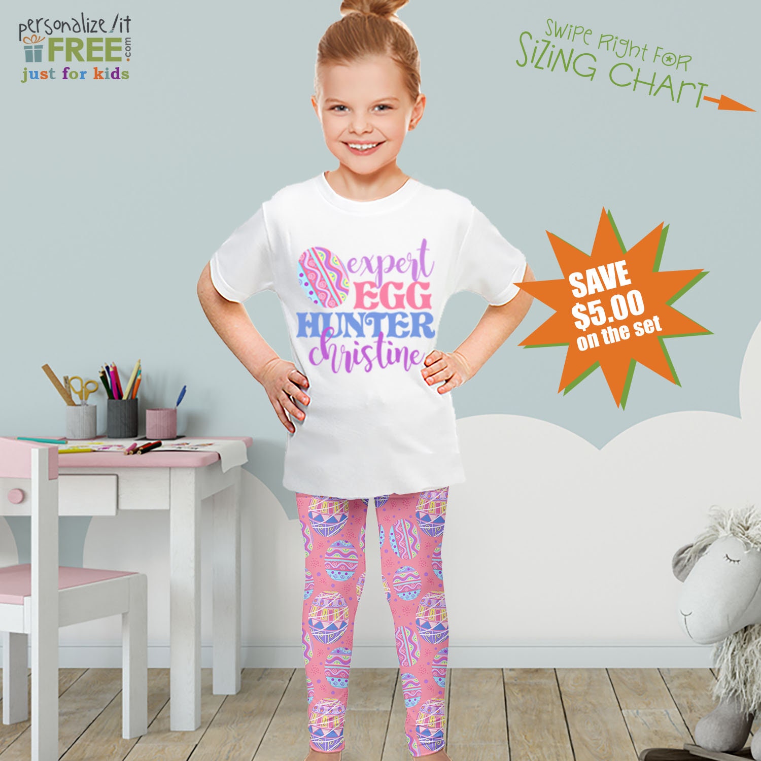 Custom PERSONALIZED Girls EASTER Leggings Set Kids Toddler 2T Etsy