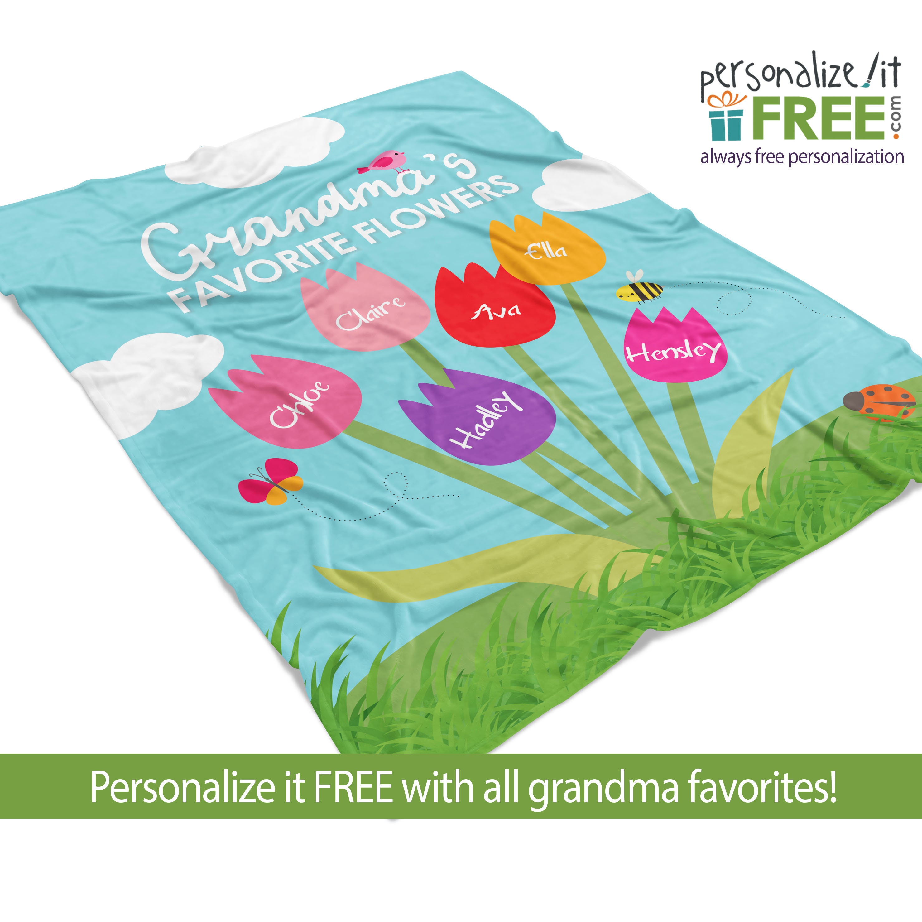 Personalized Keepsake Blanket Grandmas Favorite Flower Garden Etsy