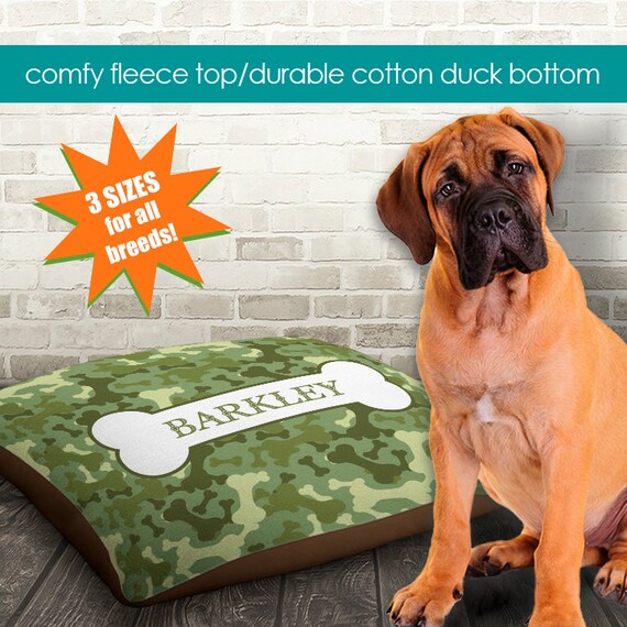 Green Camo Dog Bone Personalized Dog Bed Dog Bed Pillow Etsy