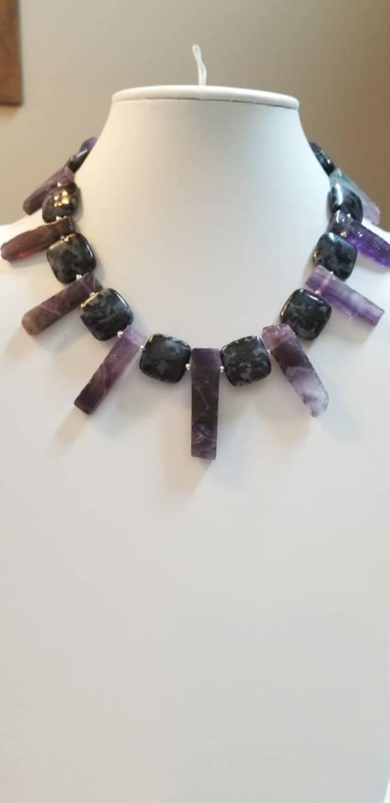 Mystic Merlinite The Healer/'s Trifecta Egyptian Style Collar Necklace Obsidian Super 7