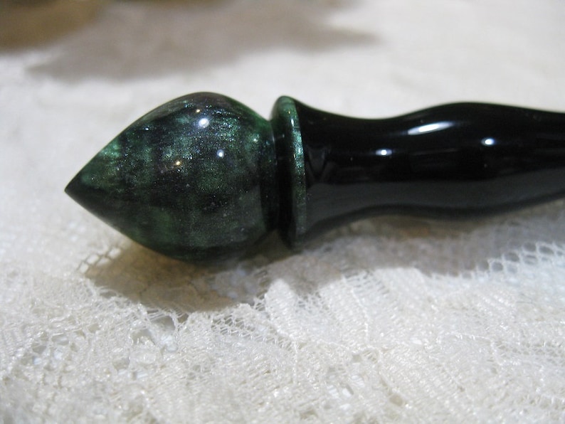Green and Black Shimmer--Hair Stick