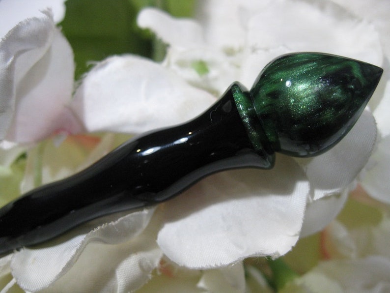 Green and Black Shimmer--Hair Stick