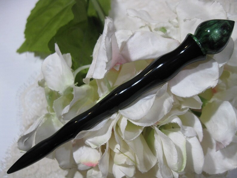 Green and Black Shimmer--Hair Stick