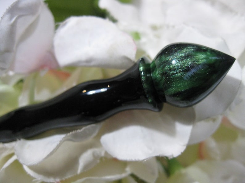 Green and Black Shimmer--Hair Stick