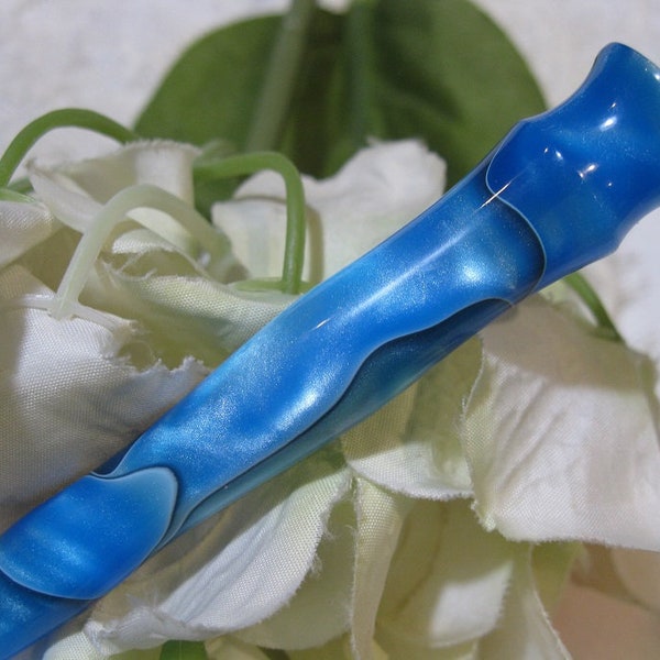 Persian Blue Turned Acrylic  Hair Stick - Longer Length