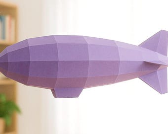 Blimp or Dirigible or Zeppelin or Goodyear Balloon 3D Papercraft Model - Origami Art - DIY Pattern - Downloadable PDF template
