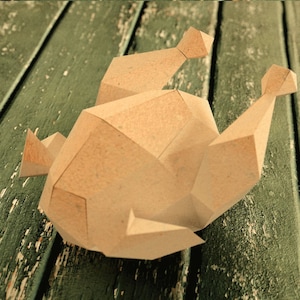 Roast Turkey 3D Papercraft Model Origami art DIY pattern Downloadable PDF template image 1