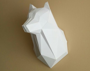 Printable Paper Model Of Wolf Trophy - Diy - Pdf Template, Paper Craft Sculpture