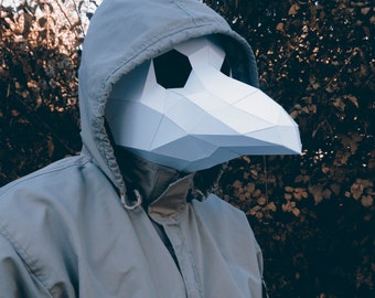 Printable Paper Model Of Plague Doctor Mask - Folding Diy Template