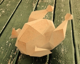 Roast Turkey Papercraft Model – Thanksgiving Table Decor PDF Template