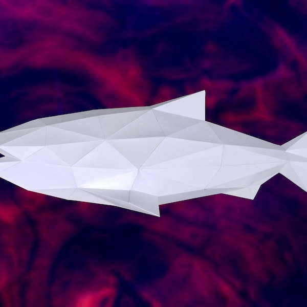 Lachs Fisch - 3D Papercraft Modell - Download PDF Vorlage - DIY Dekoration