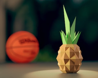 Pineapple Papercraft Model – Geometric Fruit Sculpture PDF Template