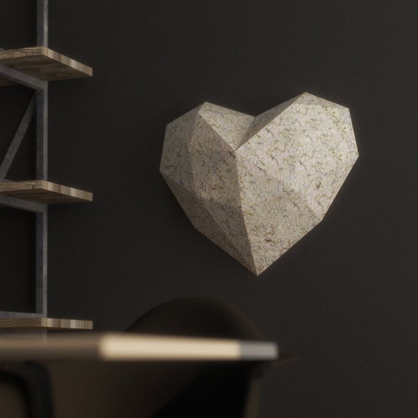 Papercraft Heart Model - 3D Origami - Download PDF Template -  DIY Decoration
