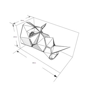 Rhino Trophy 3D Papercraft Model Download PDF Template DIY Decoration image 3