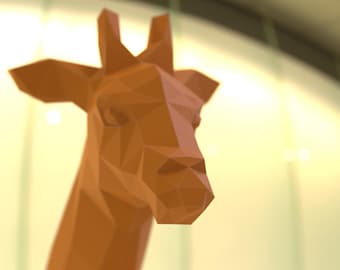 Giraffe Papier Trophy - Papercraft-Vorlage - Druckmuster der geometrischen Modell