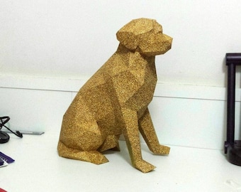 Imprimir modelo de papel de un perro perdiguero de Labrador - Plantilla de bricolaje plegable
