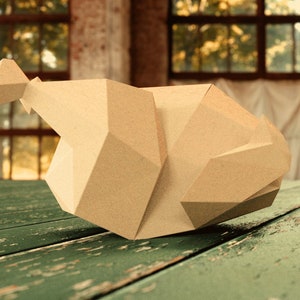 Roast Turkey 3D Papercraft Model Origami art DIY pattern Downloadable PDF template image 2