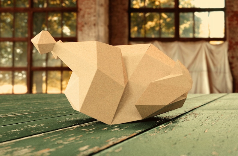 Roast Turkey 3D Papercraft Model Origami art DIY pattern Downloadable PDF template image 2