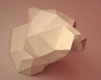Bear Head Trophy – Geometric Papercraft Wall Decor PDF Template