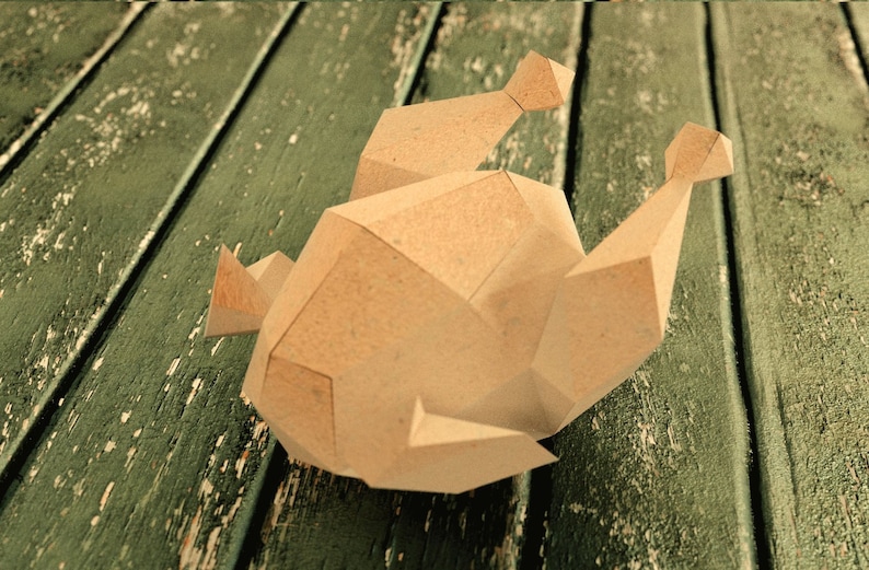 Roast Turkey 3D Papercraft Model Origami art DIY pattern Downloadable PDF template image 1