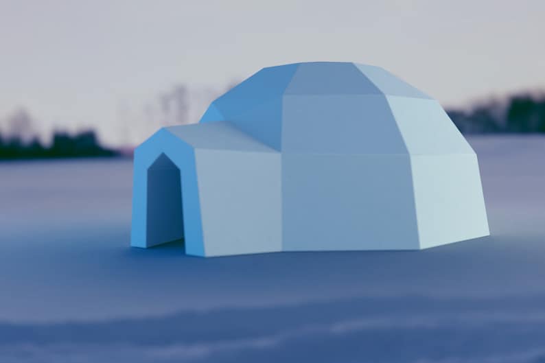 Igloo Papercraft Pattern DIY Origami model Downloadable PDF template image 1