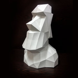 Printable modello di carta di Moai Trophy 3D - pieghevole modello fai da te