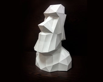 Moai Statue Papercraft Model – Easter Island Sculpture PDF Template