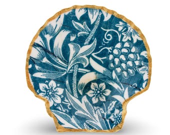 Navy Manor Shell Jewelry Dish Trinket Dish Ring Holder Decoupage Seashell